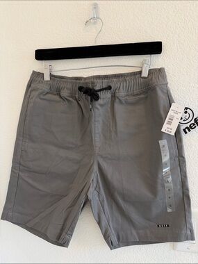 Neff Men’s Gray Swim Board Shorts with Black Drawstring